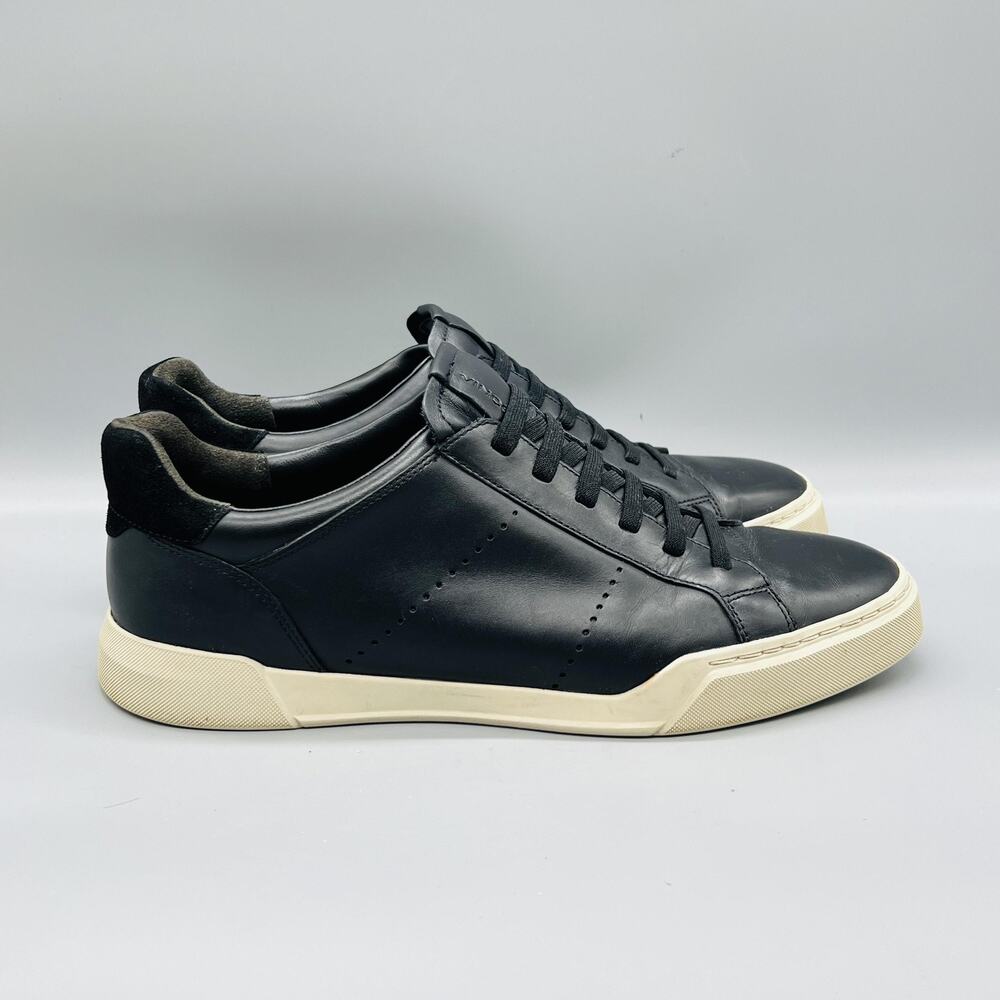 Vince Shoes Men 11 Black Leather Mercer Low Top Casual Slip On Sneakers Comfort
